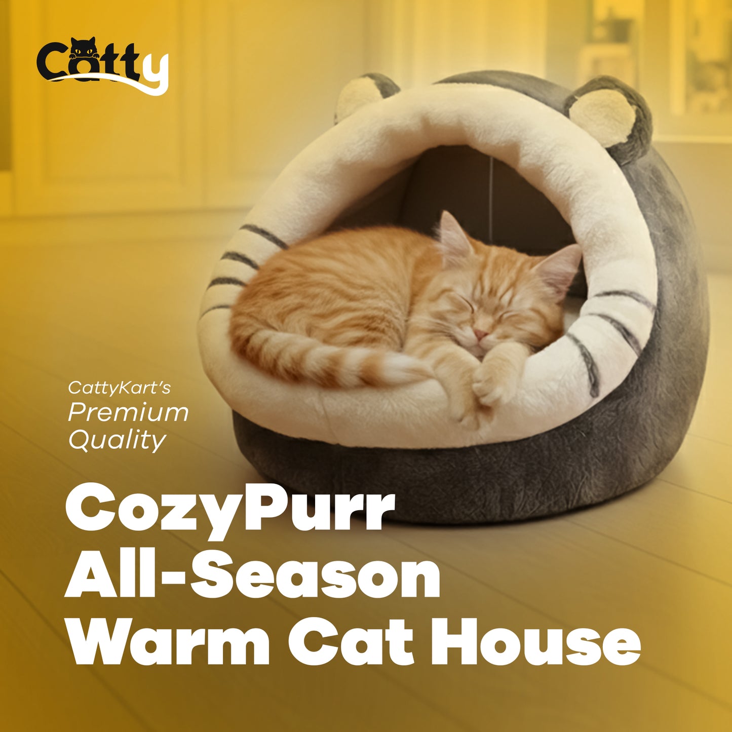 CozyPurr - All-Season Warm Cat House by Cattykart™
